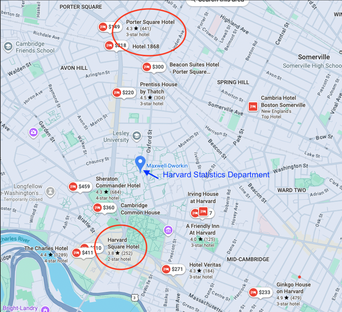 Map of STAI-X 2026 hotel locations near Harvard University
