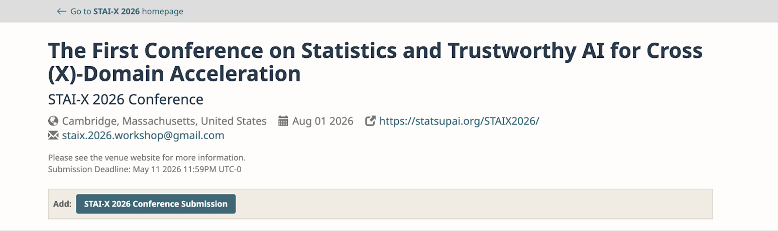 STAI-X 2026 submission portal screenshot